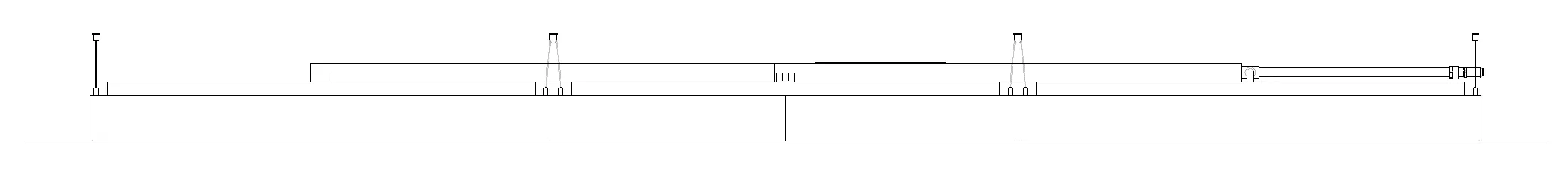 Technische Schnittzeichnung: flächenbündig in die Rasterdecke integriertes interpanel Deckensegel